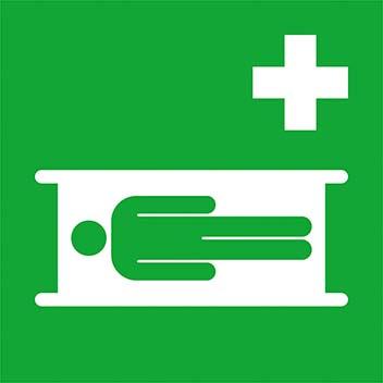 Hinweisschild Folie B150xH150 mm Krankentrage langnachleuchtend Produktbild img1 L