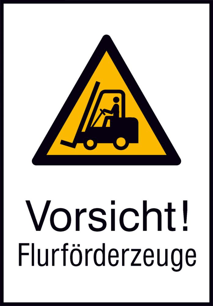 Warnschild Aluminium B262xH371 mm Vorsicht Flurförderzeuge Produktbild img1 L