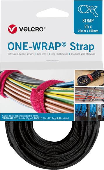 VELCRO Klettkabelbinder ONE-WRAP Strap 20 x 330mm, schwarz, 25 Stück Produktbild img1 L