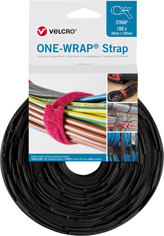 VELCRO Klettkabelbinder ONE-WRAP Strap 20 x 330mm, schwarz, 100 Stück Produktbild img1 L