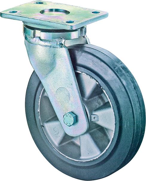 Lenkrolle 160mm RR100.B80Platte,Elastik schw.,KL RR100.B80.160 Produktbild img1 L