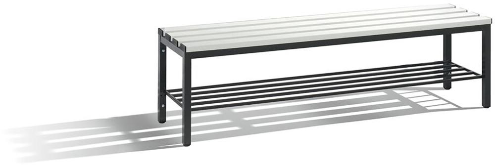 Sitzbank mit 4 Füßen B1500xT353xH420 mm RAL 7021/Kst.-Leisten Schuhrost CP Produktbild img1 L