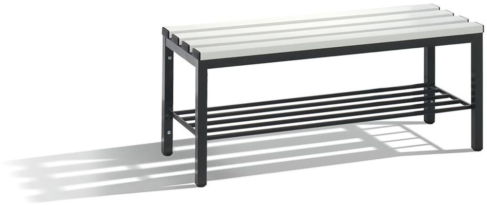 Sitzbank mit 4 Füßen B1000xT353xH420 mm RAL 7021/Kst.-Leisten Schuhrost CP Produktbild img1 L