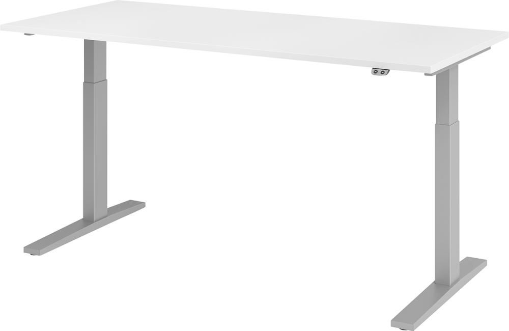 Schreibtisch höhenvers. 1800x800x700-1200 mm Gestell silber, Platte Weiss Produktbild img1 L