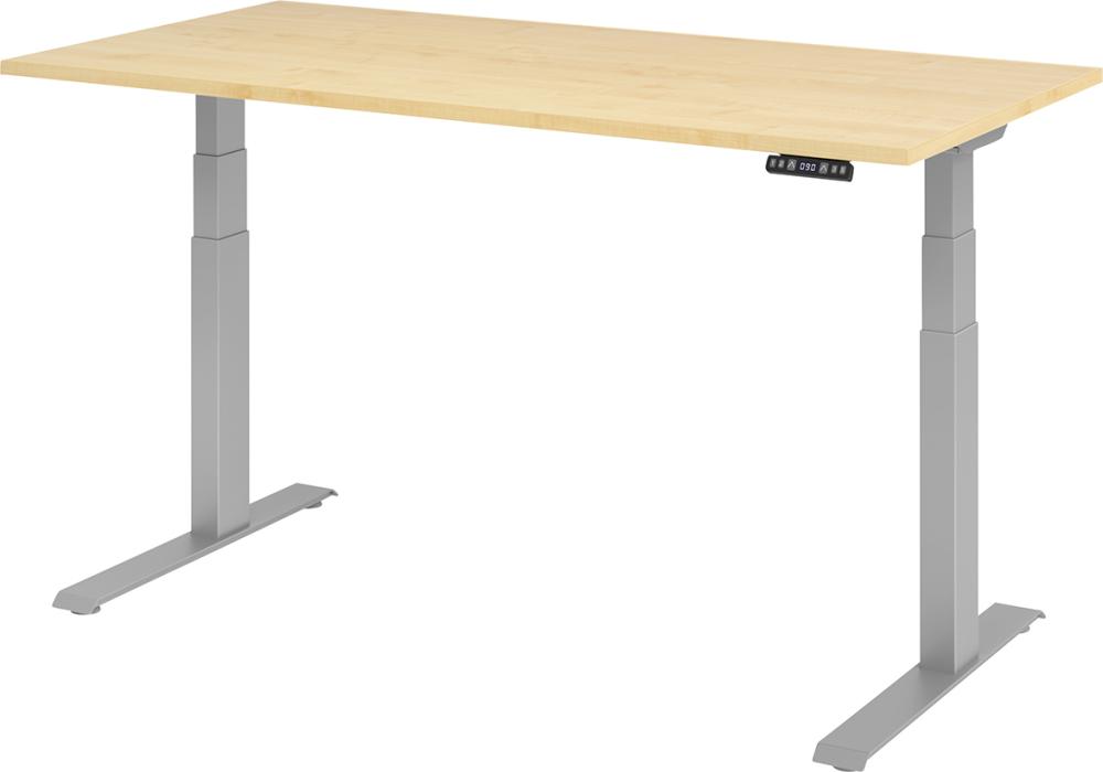 Schreibtisch höhenvers. 1600x800x640-1290 mm Gestell silber, Platte Ahorn Produktbild img1 L