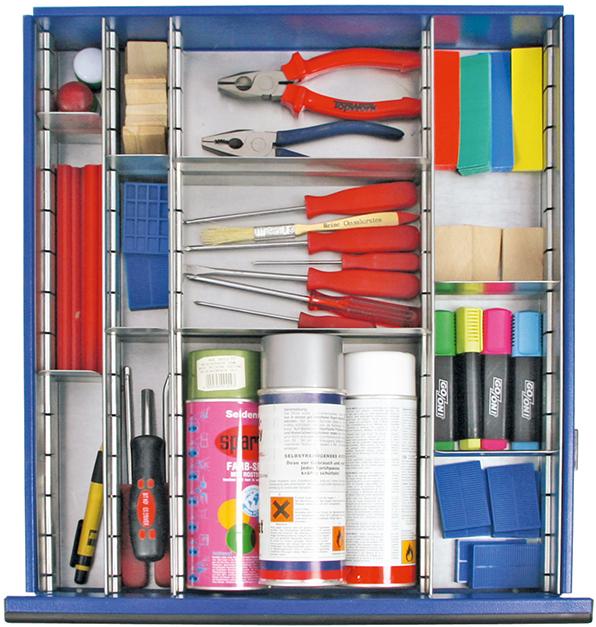 Einteilungsset 1 für Schublade H100 mm verzinkt 12-teilig Produktbild img1 L