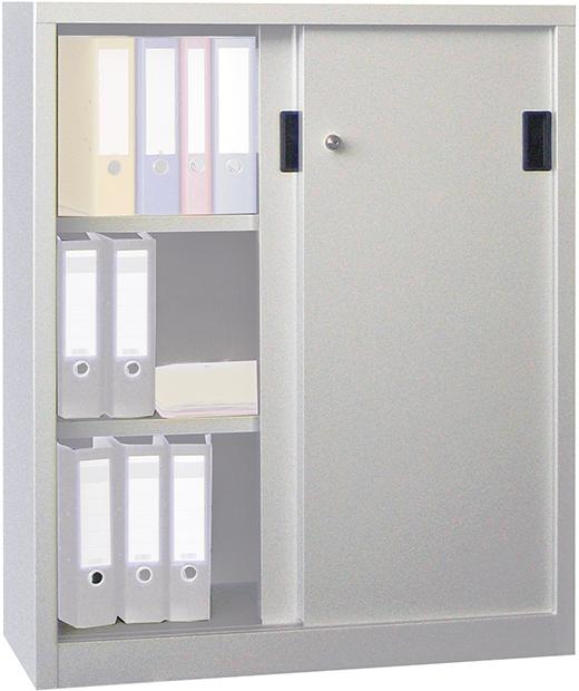 Schiebetürenschrank B1000xT400xH1950 mm 4 Böden verzinkt RAL 7035 Produktbild img1 L