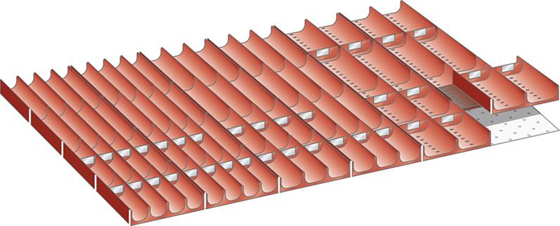 Muldeneinsatz-Set für FH 50 mm 54x36 E 2-tlg,24 Mulden,40 Wände D33/45/70 mm LISTA Produktbild img1 L