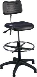 Arbeitsstuhl PU-Schaum schwarz Sitzhöhe 620-870 mm mit Gleiter/Fußring Produktbild