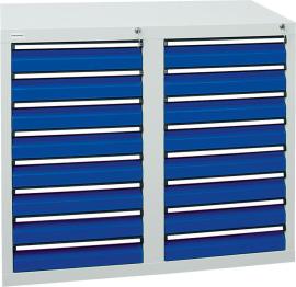 Format Schubladenschrank B500xT1000xH900mm RAL 7035/5010 16 Schubladen 35kg Produktbild