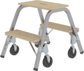 Stahl-Holz-Tritt mit Brems-Bockrollen