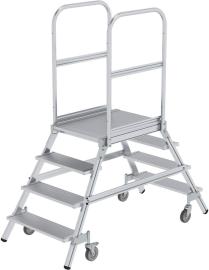 Podesttreppe, zweiseitig  begehbar, Alu, geriffelt