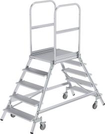 Alu-Podestleiter 2x5 Alu-Stufen Podesthöhe 1,20 m Arbeitshöhe bis 3,20 m Produktbild