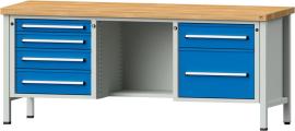 Anke Kastenwerkbank B2000xT700xH850mm RAL7035/5012 BMP: 50 mm 6 Schubladen Produktbild