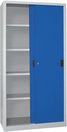 Schiebetürenschrank B1000xT400xH1950 mm 4 Böden verzinkt RAL 7035/5010 Produktbild