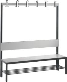 Garderobenbank einseitig B1500xT760xH1710 mm RAL 7021/silbergrau mit Schuhrost Produktbild