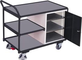 Tischwagen 250kg B1125xT625xH1010mm RAL 7035/7016 1 Schrank,3 Ladeflächen Produktbild