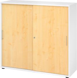 Schiebetürenschrank 3 Ordnerhöhen 1200x420x1100 mm Weiß/Ahorn Produktbild