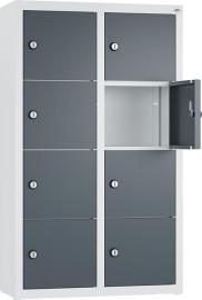 Kleingefachschrank B460xT200xH770 mm RAL7035/7016,wandhangend 2x4 Fächer Produktbild