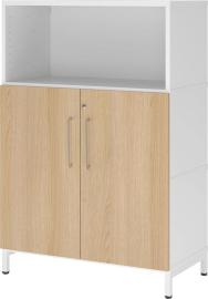 Regal FlexWall VFW38T2KU B800xT400xH1180 mm 2 OH Türen mit Sockel weiß/eiche Produktbild