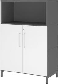 Regal FlexWall VFW38T2KU B800xT400xH1180 mm 2 OH Türen mit Sockel graphit/weiß Produktbild