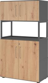 Kombischrank FlexWall B800xT400xH1452 mm 4 OH Türen graphit/asteiche Produktbild