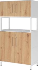 Kombischrank FlexWall B800xT400xH1532 mm 2 OH 4 Türen mit Sockel weiß/asteiche Produktbild