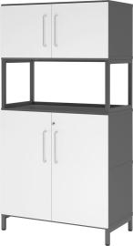 Kombischrank FlexWall B800xT400xH1532 mm 2 OH 4 Türen mit Sockel graphit/weiß Produktbild