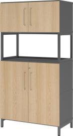 Kombischrank FlexWall B800xT400xH1532 mm 2 OH 4 Türen mit Sockel graphit/eiche Produktbild