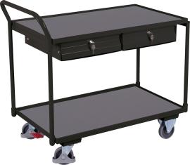Tischwagen Ladefläche B595xT985 mm 2 Böden Schubladen Tragkraft 250kg RAL 7016 Produktbild