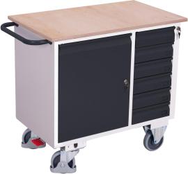 Werkstattwagen 400kg B1110xT600xH960mm RAL 7035/7016 6 Schubladen, 1 Schrank Produktbild
