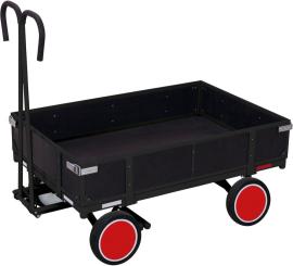 Handpritschenwagen mit Wand Ladefläche B780xT1185 mm Vollgummibereifung Traglast 700 kg RAL 7016 Produktbild