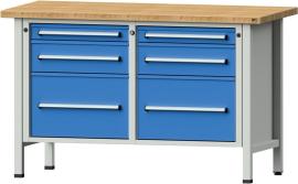 Anke Kastenwerkbank B1500xT700xH930mm RAL7035/RAL5012 BMP 40mm 6 Schubladen Produktbild