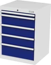 Schubladenschrank B600xT575xH820 mm RAL7035/5010 5 Schubladen Produktbild