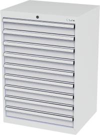 Schubladenschrank B700xT575xH1020 mm RAL7035/7035 9 Schubladen Produktbild