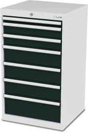 Schubladenschrank B600xT575xH1020 mm RAL 7035/7016 7 Schubladen Produktbild