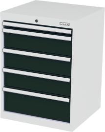 Schubladenschrank B600xT575xH820 mm RAL7035/7016 5 Schubladen Produktbild
