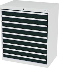 Schubladenschrank B900xT575xH1020 mm RAL7035/7016 9 Schubladen Produktbild