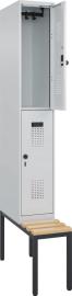 Doppelstöckiger Garderobenschrank Evolo PLUS, mit untergebauter Sitzbank Produktbild