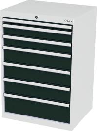 Schubladenschrank B700xT575xH1020 mm RAL7035/7016 7 Schubladen Produktbild