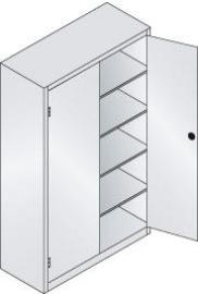 Schwerlastschrank m.TürenB1200xT500xH1950 mm RAL 7035, 4 Fachböden Tragkraft 110kg CP Produktbild