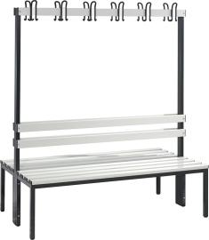 Garderobenbank doppels. B1500xT756xH1710 mm RAL 7021/Kst.-Leisten ohne Schurost, 4 Füße CP Produktbild