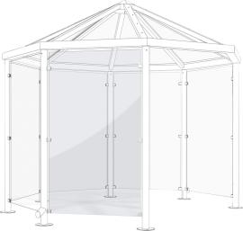 Seitenwand ESG-Sicherheitsglas für Achteckpavillion