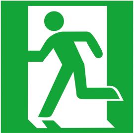 Rettungsschild, Notausgang links ohne Richtungspfeil