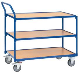 Leichter Tischwagen, 3 Ladeflächen, Schiebegriff hochstehend