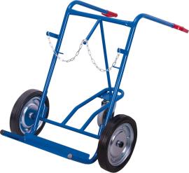 Stahlflaschenkarre für 2 Flaschen à 40–50 l, mit Stütz-Lenkrolle