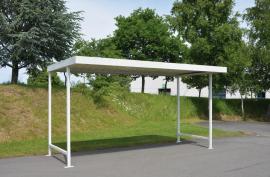 Überdachung Mod. Leipzig B4300xT2200xH2350 mm RAL 9002 grauweiß Grundfeld einseitig Produktbild