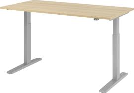 Schreibtisch höhenvers. 1600x800x700-1200 mm Gestell silber, Platte Eiche Produktbild