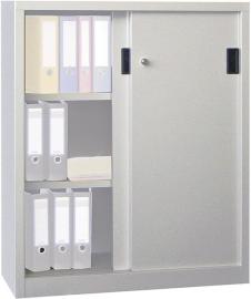Schiebetürenschrank B1000xT400xH1950 mm 4 Böden verzinkt RAL 7035 Produktbild