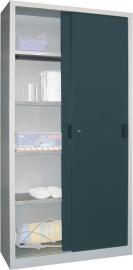 Schiebetürenschrank B1000xT500xH1950 mm 4 Böden verzinkt RAL 7035/7016 Produktbild